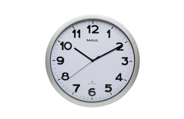 Wandklok MAUL Step RC Ø40x5cm zilver kunststof frame incl.batterij