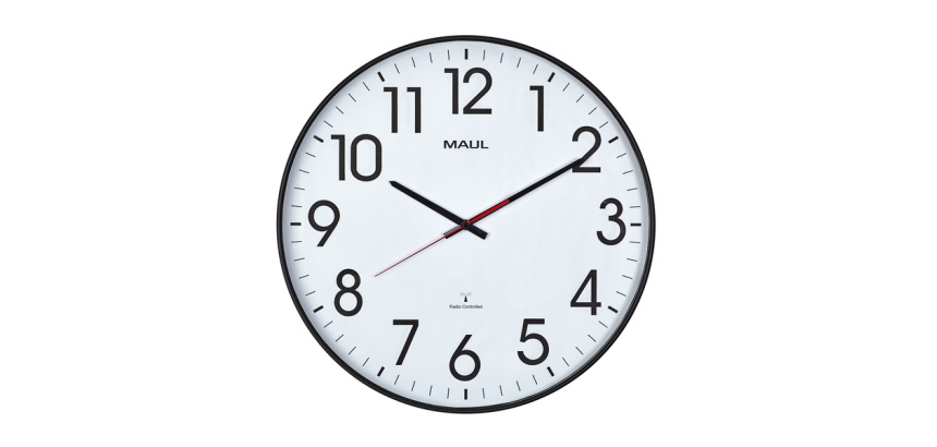 Horloge murale MAULclimb RC Ø47x5.5cm plastique argent/blanc avec pile