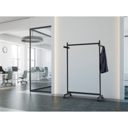 Garderoberek MAUL Samba mobiel 115X172X51cm 40kg, 10 haken zwart RAL9004