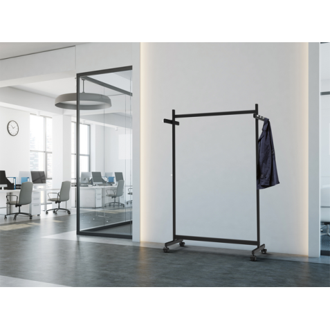Garderoberek MAUL Samba mobiel 115X172X51cm 40kg, 10 haken zwart RAL9004