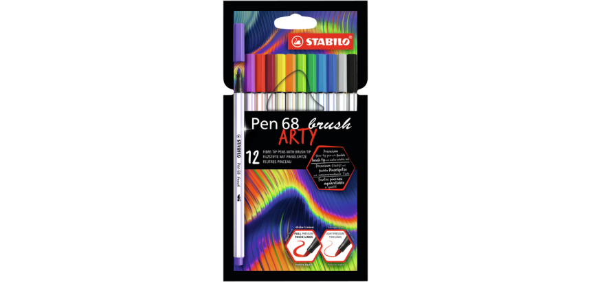 STABILO Arty Brush Pen 568/12 Assorted Set of 12 Pieces