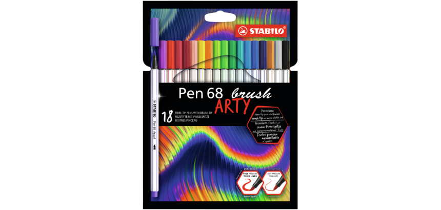 Feutre pinceau STABILO Arty Pen 568/18 assorti étui 18 pièces