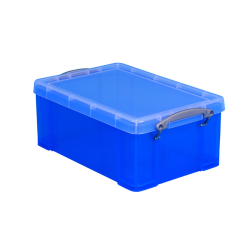 Opbergbox Really Useful 9 liter 395x210x140 mm transparant blauw