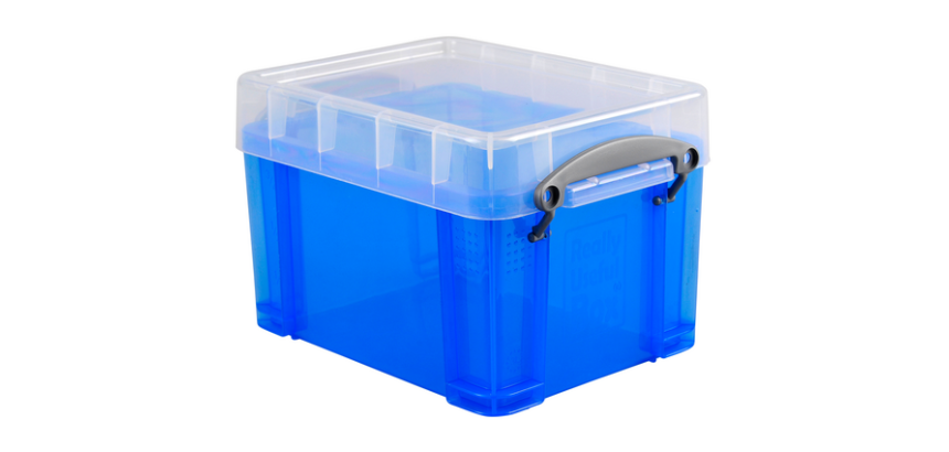 Boîte de rangement Really Useful 3 litres 245x180x160mm transparent bleu