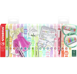 De_rotulador stabilo fluorescente fino swing cool pastel desket estuche de 18 unidades colores surtidos