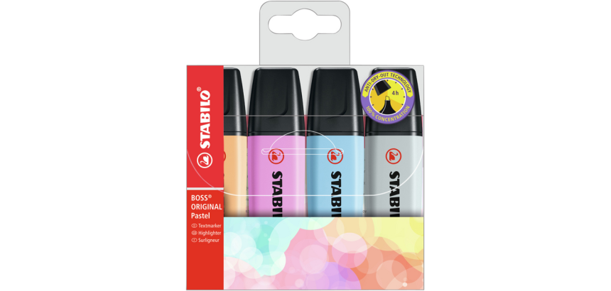 Stabilo BOSS Original Textmarker 70/4-4 Pastell assortiertes Etui 4 Stück