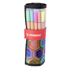 Fineliner STABILO point 88/25 Arty Etui enroulé noir Fin étui 25 pièces assorti