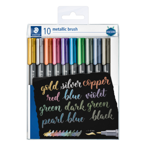 Feutre pinceau Staedtler Metallic étui 10 couleurs