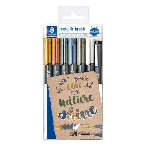 Feutre pinceau Staedtler Metallic étui 7 couleurs