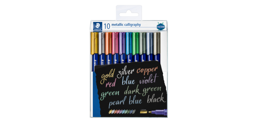 Feutre de calligraphie Staedtler Metallic étui 10 couleurs assorti