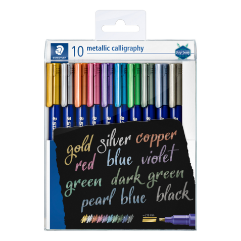 Feutre de calligraphie Staedtler Metallic étui 10 couleurs assorti