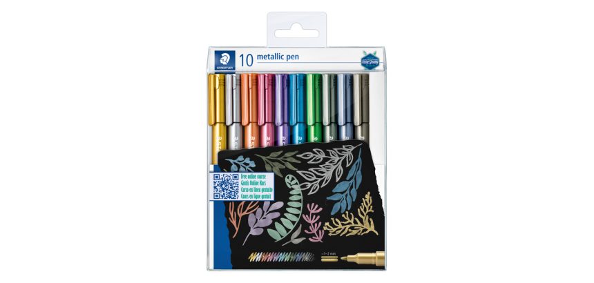 Stylo gel Staedtler Metallic étui 10 couleurs assorti