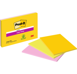 Bloc-mémos Post-it 6445 Super Sticky 152x101mm assorti 3 pièces
