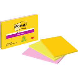 Bloc-mémos Post-it 6445 Super Sticky 152x101mm assorti 3 pièces