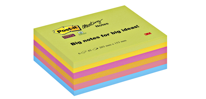 Post-it Super Sticky Memo-Block 8645 203x153mm sortiert 6 Stück