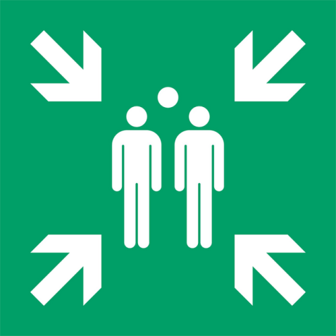 Pictogram bordje Djois Verzamelplaats 300 x 300 mm  Groen