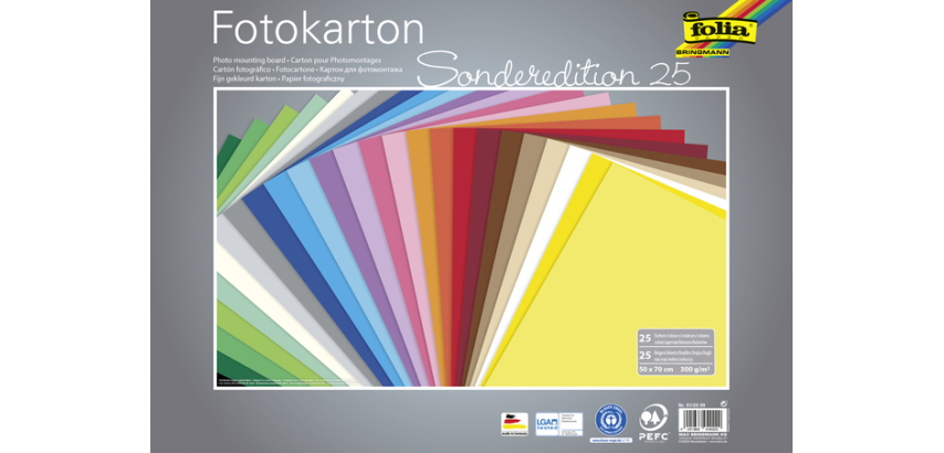 Fotokarton Folia 50x70cm 300g 25 Blatt sortiert
