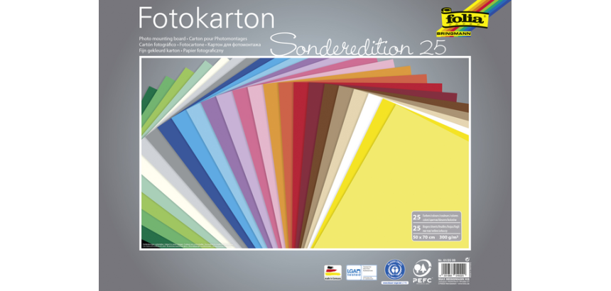 Carton photo Folia 50x70cm 300g 25 feuilles assorti
