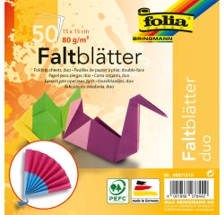 Vouwblaadjes Folia 80gr 15x15cm 50 vel 2-zijdig 10 duo kleuren