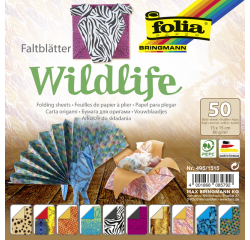 Papier à plier Folia double-face 80g 15x15cm 50 feuilles 10 design Wildlife