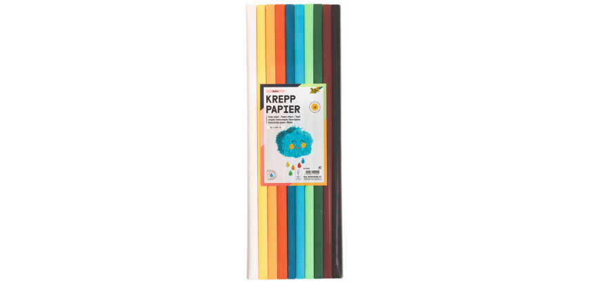 Papier crépon Folia 50x200cm 10 rouleaux couleurs basiques