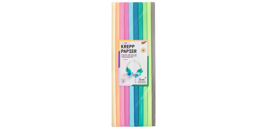 Papier crépon Folia 200x50cm 10 rouleaux couleurs tendance