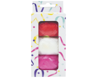 Lint set à 3 kleuren rood, wit en roze