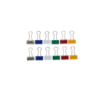 Pince à papier MAUL 213 Foldback 19mm capacité 7mm assorti 12 pièces