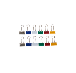 Pince à papier MAUL 213 Foldback 19mm capacité 7mm assorti 12 pièces