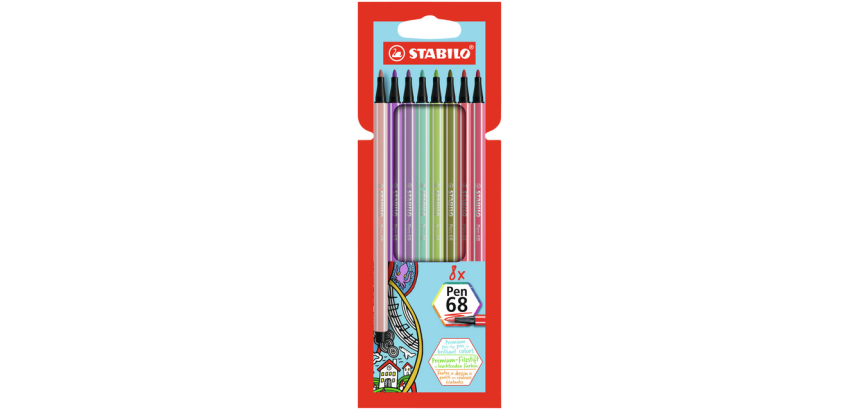 STABILO Filzstift Pen 68 Etui mit 8 Farben