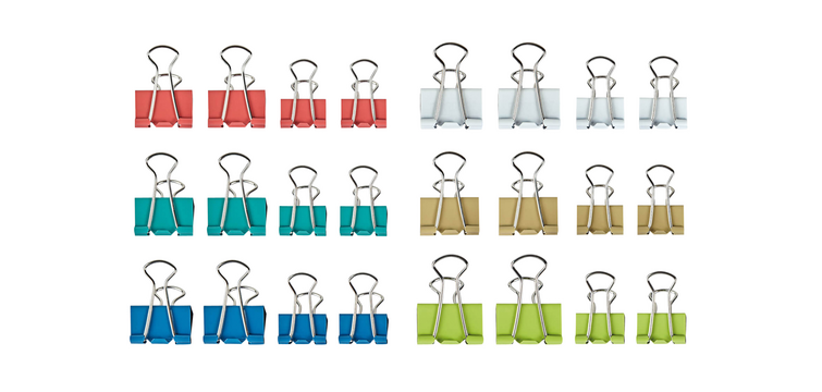 Pince à papier MAUL 215 Foldback 7mm + 9mm assorti 24 pièces