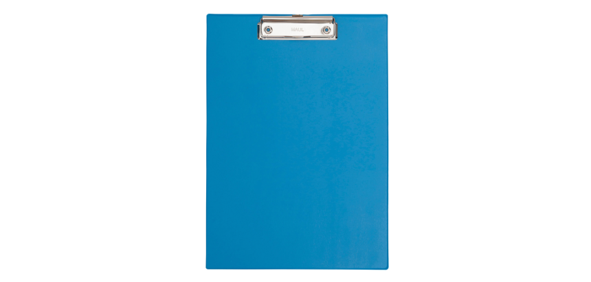 Porte-bloc avec rabat MAUL A4 portrait avec boucle-stylo PVC bleu clair néon