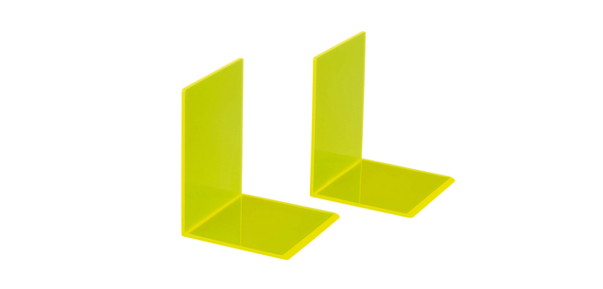 Serre-livres MAUL 10x10x13cm acryl néon jaune transparent 2 pièces