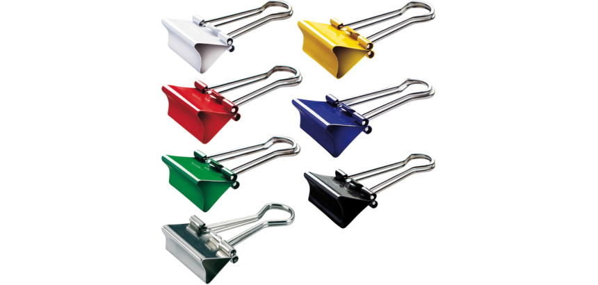Pince à papier MAUL 215 Foldback 32mm capacité 7mm assorti 12 pièces
