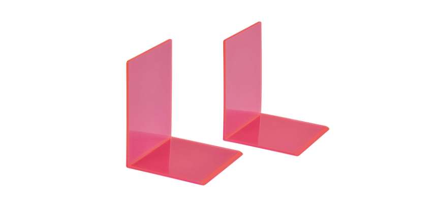 Boekensteun MAUL 10x10x13cm acryl set 2 neon rood transparant