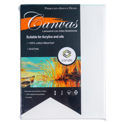 Toile canvas Conda 13x18cm coton blanchi