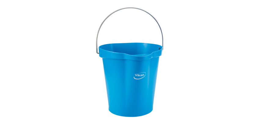 Vikan bucket with pouring spout and measurements 12L blue