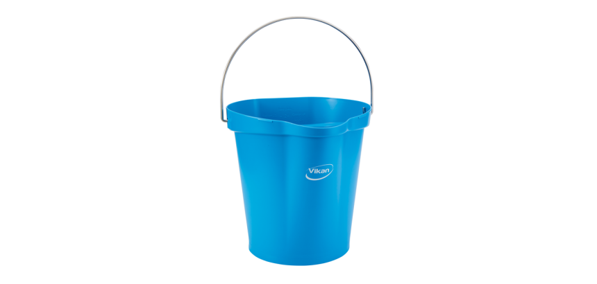 Vikan bucket with pouring spout and measurements 12L blue