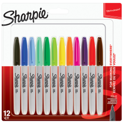 DE_Sharpie marqueur permanente, fin, blister de 12 pièces en couleurs assorties