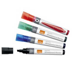 Marqueur tableau blanc Nobo Liquid ink biseau 4mm assorti 4 pièces