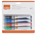 Marqueur tableau blanc Nobo Liquid ink biseau 4mm assorti 4 pièces