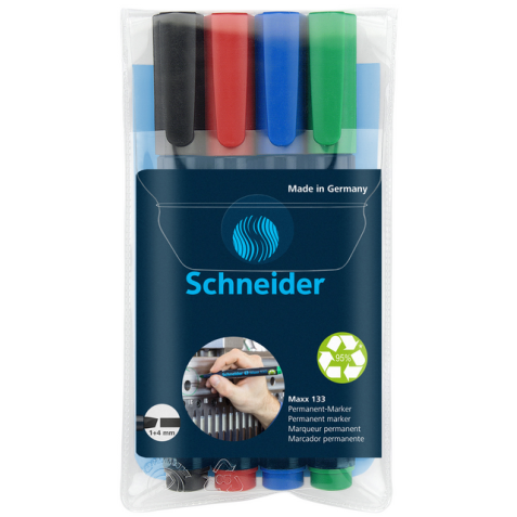 Viltstift Schneider Maxx 133 schuin 1-4mm assorti 4 stuks
