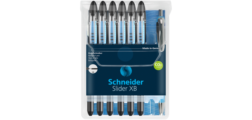 Schneider Kugelschreiber Slider Basic Extra Large Schwarz mit 1 gratis Rave Kugelschreiber.