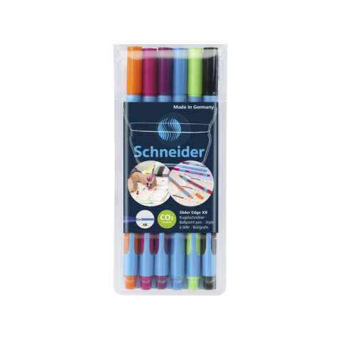 Stylo bille Schneider Slider Edge XB étui de 6 couleurs