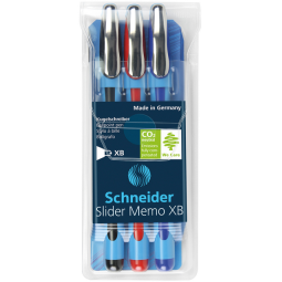 Balpen Schneider Slider Memo XB 0,8mm etui à 3 kleuren