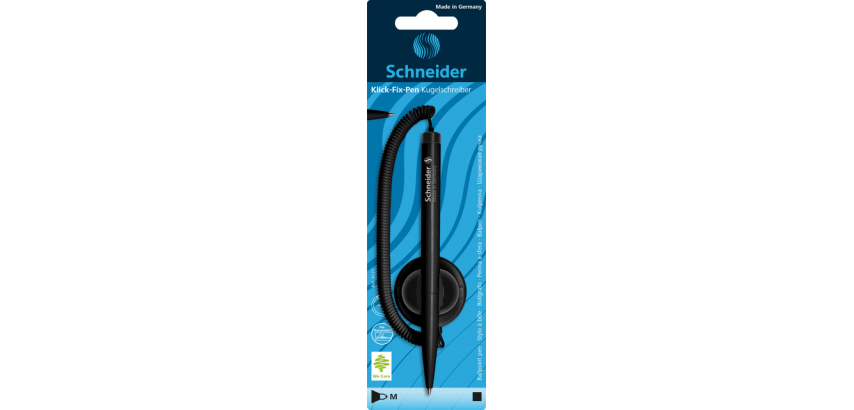 Stylo bille de comptoir Schneider Klick-fix Medium noir blister 1 pièce