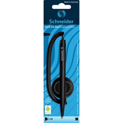 Stylo bille de comptoir Schneider Klick-fix Medium noir blister 1 pièce