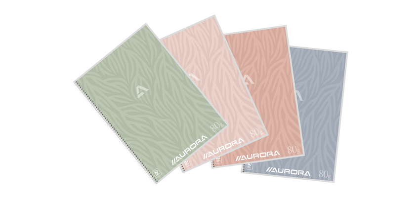 Cahier Aurora A4 120 pages 80g spirale ligné assorti