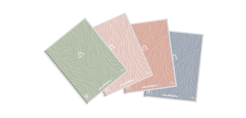 Cahier Aurora A5 120 pages 80g spirale ligné assorti