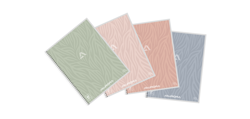 Cahier Aurora A5 120 pages 80g spirale ligné assorti